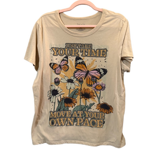 Woman Zoe + Liv Beige Graphic T Shirt XL